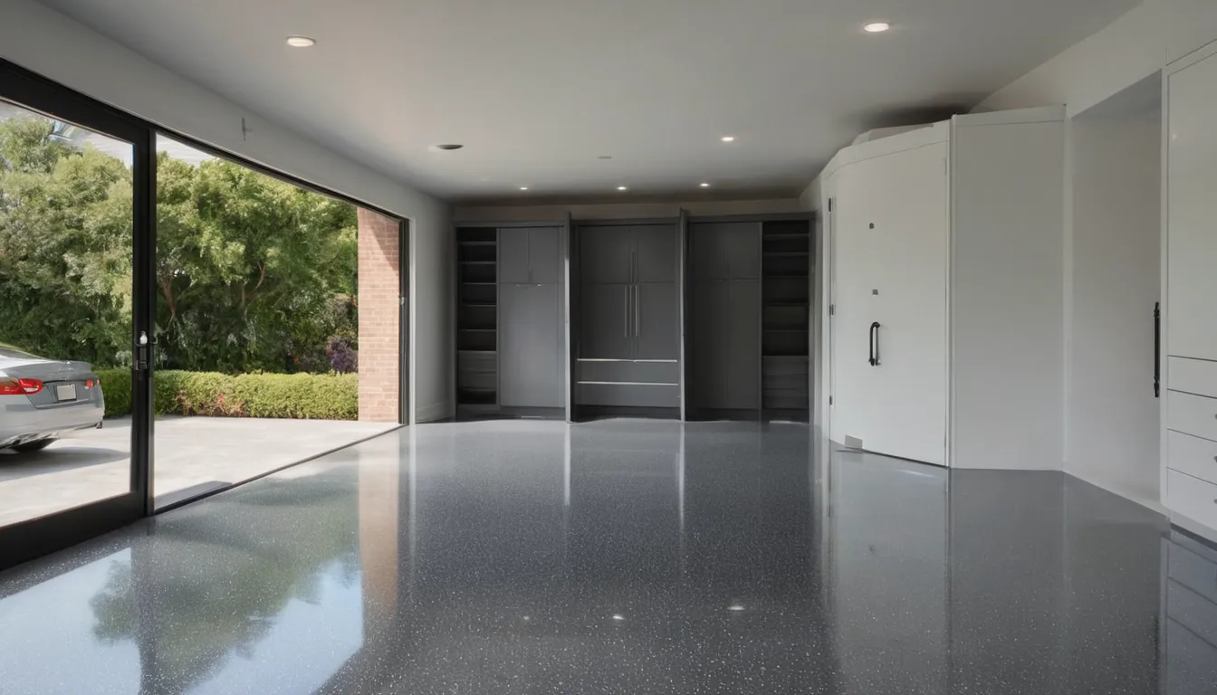 Freshly coated epoxy garage floor in a Crystal Lake home